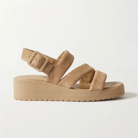 Vince Skylar Sandals Sz 10 Dune Beige Neutral Suede Elevated Basic Quiet Luxury - Picture 3 of 15